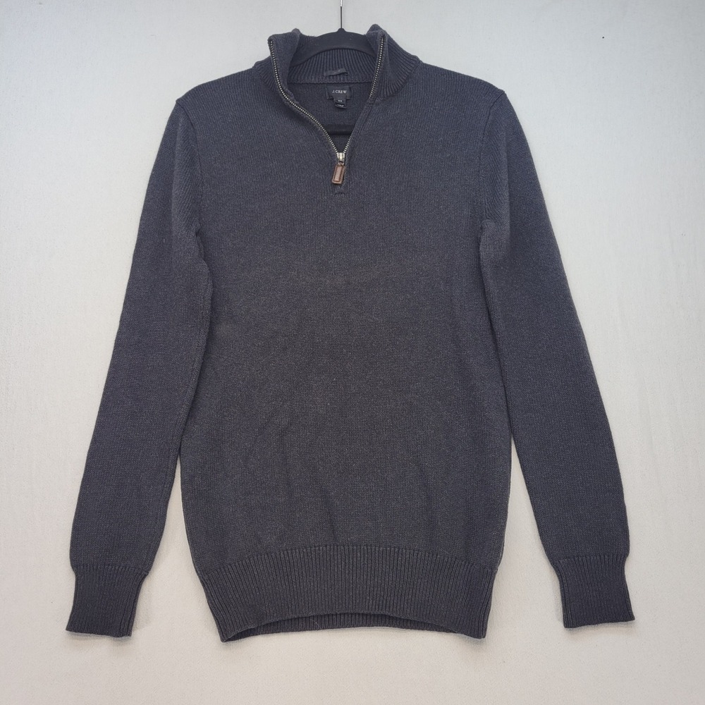 J.Crew Quarter Zip Sweater Men XS Charcoal Gray Slim Cotton Cashmere Pullover